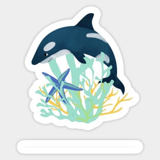 Whale and the underwater world Sticker